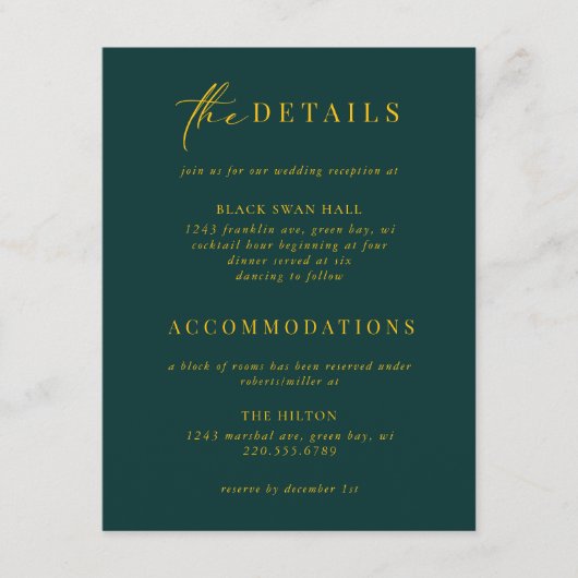 Formele Black Stropdas Gold Art Deco Details Invoe Informatiekaartje (Voorkant)