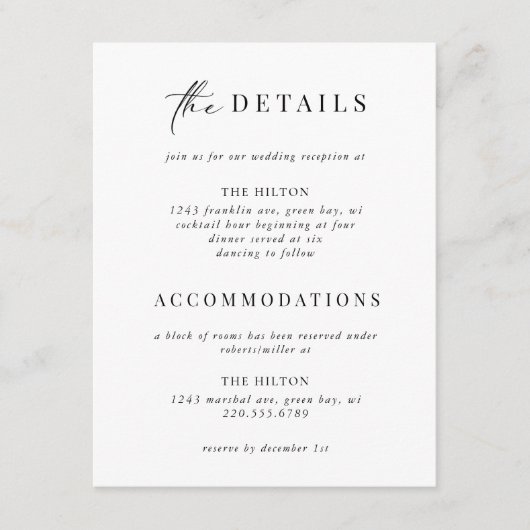 Formele Black Stropdas Gold Art Deco Details Invoe Informatiekaartje (Voorkant)