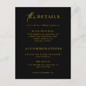 Formele Black Stropdas Gold Art Deco Details Invoe Informatiekaartje (Voorkant)