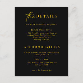 Formele Black Stropdas Gold Art Deco Details Invoe Informatiekaartje