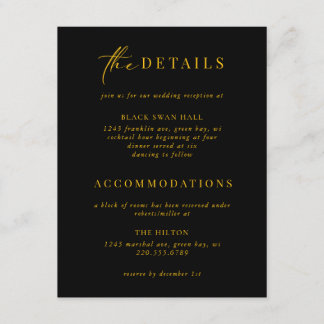 Formele Black Stropdas Gold Art Deco Details Invoe Informatiekaartje