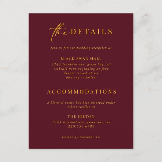 Formele Black Stropdas Gold Art Deco Details Invoe Informatiekaartje (Voorkant)