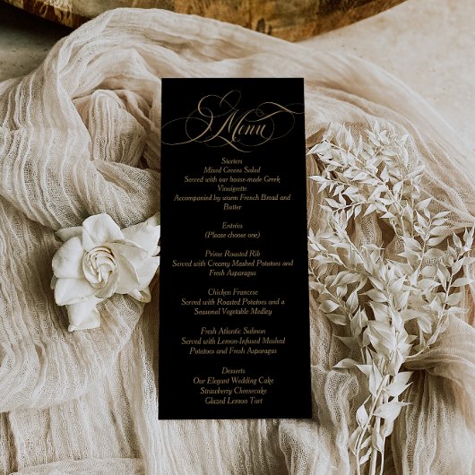 Formele Black Tie Trouwmenu Kaart Sjabloon
