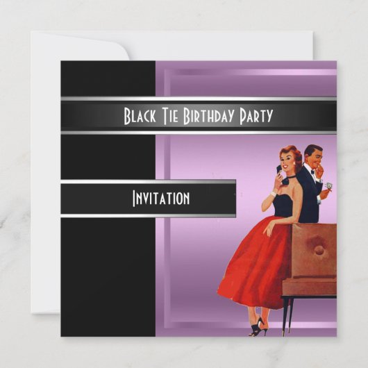 Formele Black Tie verjaardagsfeest uitnodiging (Achterkant)