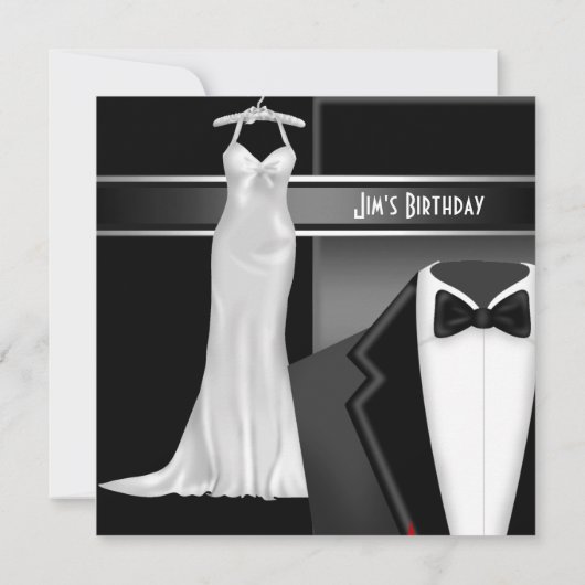 Formele Black Tie witte jurk Verjaardag Kaart (Achterkant)