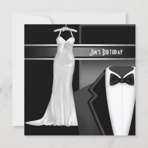 Formele Black Tie witte jurk Verjaardag Kaart