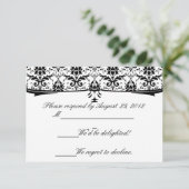 Formele Black White Damask RSVP-kaarten RSVP Kaartje (Staand voorkant)