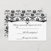 Formele Black White Damask RSVP-kaarten RSVP Kaartje (Voorkant / Achterkant)