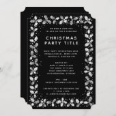 Formele Black + White Holly Leaves Holiday Party Kaart (Voorkant / Achterkant)