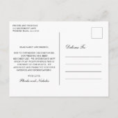 Formele Black White Monogram Wedding Postponement Aankondigingskaart (Achterkant)