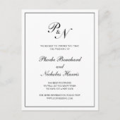 Formele Black White Monogram Wedding Postponement Aankondigingskaart (Voorkant)