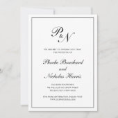 Formele Black White Monogram Wedding Postponement Kaart (Voorkant)