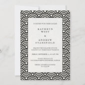 Formele Black + White Patterned Wedding Invitation Kaart (Voorkant)