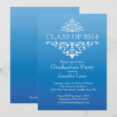 Formele blauwe elegante Vlaamse GraduPartij Kaart (Voorkant / Achterkant)