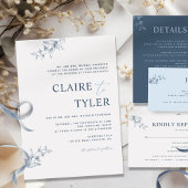 Formele, blauwe, moderne, minimale Typografie Wedd Kaart