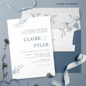 Formele, blauwe, moderne, minimale Typografie Wedd Kaart