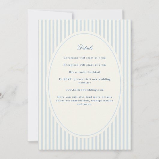 Formele Blauwe Preppy Hydrangea Tuin Huwelijk Kaart (Achterkant)