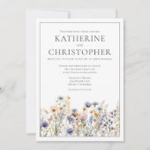 Formele Blauwe Wildbloemen Moderne Elegante Bruilo Kaart (Voorkant)