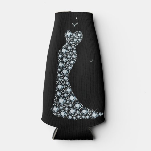 Formele Bling Lady in jurk - Flessenkoeler Flesjeskoeler (Voorkant)