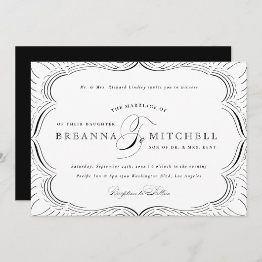 Formele bloederij Elegant Wedding Uitnodiging (Voorkant / Achterkant)