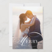 Formele bloeiende script vakantie fotokaart feestdagenkaart (Voorkant)