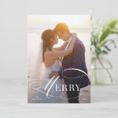 Formele bloeiende script vakantie fotokaart feestdagenkaart (Staand voorkant)