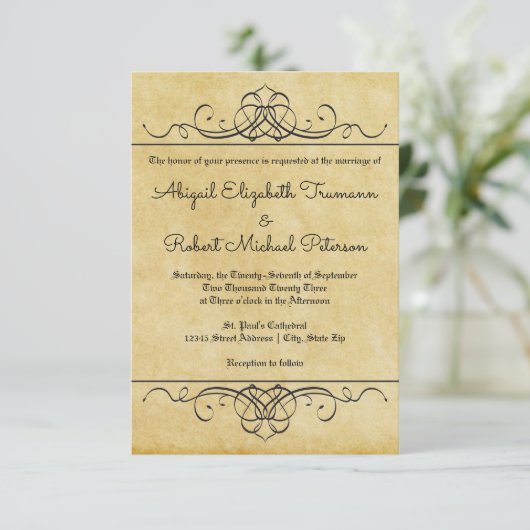 Formele  bloeipapier - 3x5 bruiloft uitnodigen kaart (Staand voorkant)