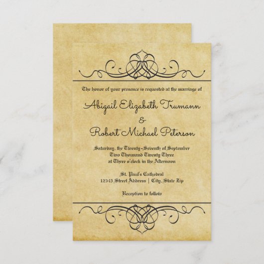 Formele  bloeipapier - 3x5 bruiloft uitnodigen kaart (Voorkant / Achterkant)