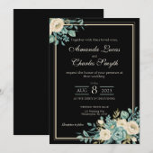 Formele Bloemen Huwelijksuitnodiging Kaart (Voorkant / Achterkant)