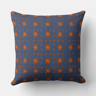 Formele Bloemenvierkant Conundrum Blauw Sinaasappe Kussen