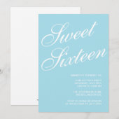 Formele Blue Sweet 16 uitnodigingen (Voorkant / Achterkant)