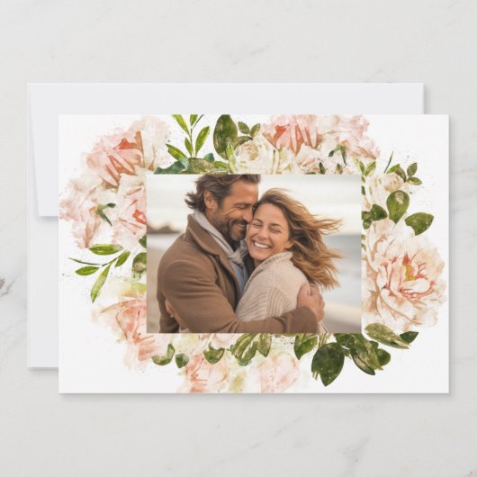 Formele blushing Roze Rosseta Foto Weddenschap Save The Date (Achterkant)