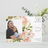 Formele blushing Roze Rosseta Foto Weddenschap Save The Date (Staand voorkant)