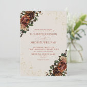 Formele Boho Terracotta Greenery Floral Wedding Kaart (Staand voorkant)