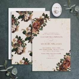 Formele Boho Terracotta Greenery Floral Wedding Kaart