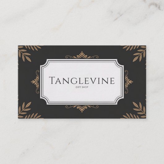 Formele Botanische Bronzen en Zwarte Klassieker Visitekaartje (Voorkant)