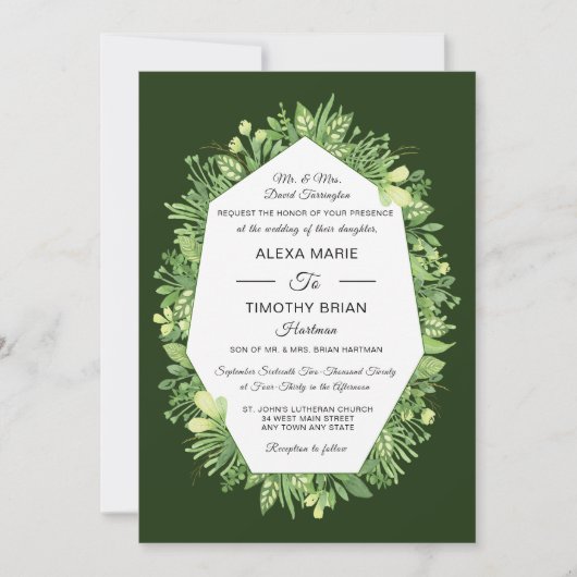 Formele botanische tuin Elegant Wedding Invitation Kaart (Voorkant)