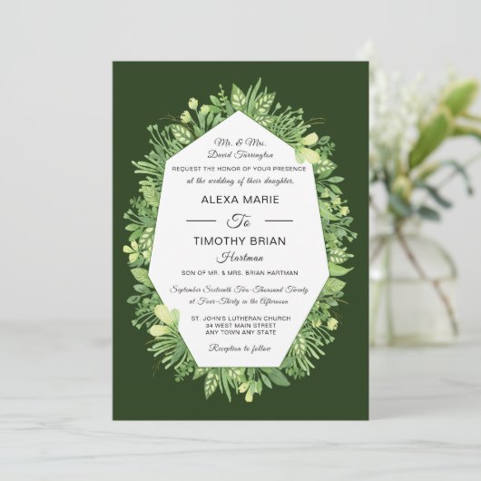 Formele botanische tuin Elegant Wedding Invitation Kaart (Staand voorkant)