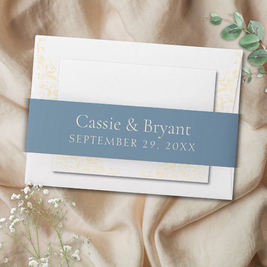 Formele Boter Geel Vintage bruiloft Uitnodigingen Wikkel