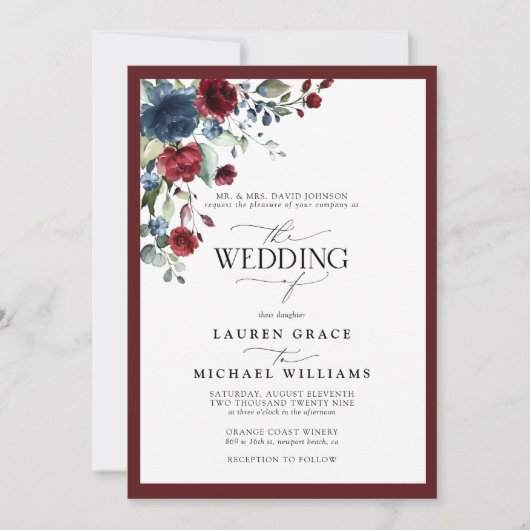 Formele Bourgogne en vlinderbloemige Waterverf in Kaart (Voorkant)