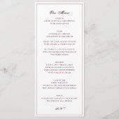 Formele Bourgogne en Witte Bruiloft Menu (Voorkant)