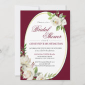 Formele Bourgogne Rode Bloemen Goud Vrijgezellenfe Kaart (Voorkant)