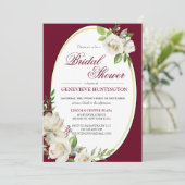 Formele Bourgogne Rode Bloemen Goud Vrijgezellenfe Kaart (Staand voorkant)