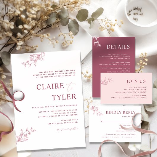 Formele, Bourgogne, Roze Moderne Typografie Bruilo Kaart