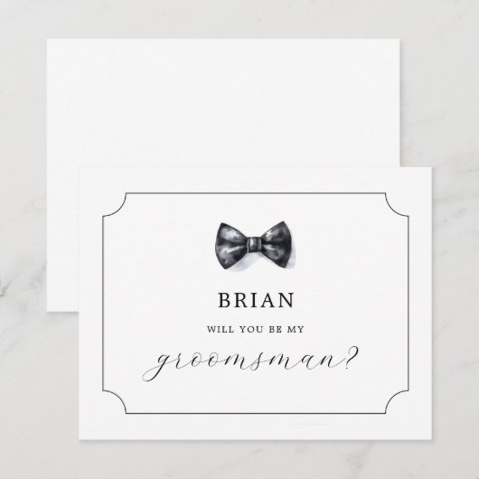 Formele Bow stropdas Wil je mijn Groomsman zijn Kaart (Voorkant / Achterkant)