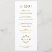 Formele Bruiloft Crest Monogram Aangepast Menu (Voorkant)