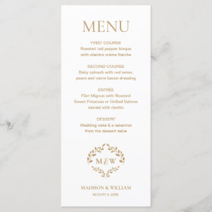 Formele Bruiloft Crest Monogram Aangepast Menu