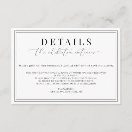 Formele bruiloft details informatiekaartje