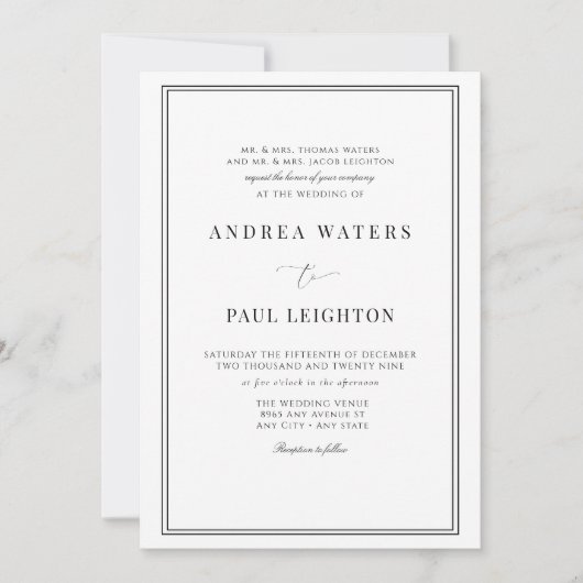 Formele bruiloft kaart (Voorkant)