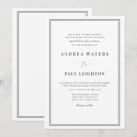 Formele bruiloft kaart (Voorkant / Achterkant)